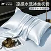 Fundas de almohada de seda de hielo lavables y refrescantes, juego de dos, 48 cm x 74 cm, funda para una almohada individual, 2 fundas de almohada de seda de hielo