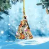 Árbol de Navidad acrílico plano creativo Regalo de Navidad festivo Hogar Decoración de espejo retrovisor de coche Colgante