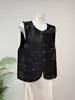 Novo Colete Jacquard com Padrão Escuro Chinês Estilo Nacional Retrô Outono 2026 Novo Colete Curto Solto com Gola Redonda Colete Emagrecedor Feminino