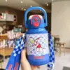 Copo térmico infantil do Ultraman para meninos que vão à escola, garrafa de água de aço inoxidável 316 de grau alimentício para bebês com canudo para alunos do ensino fundamental