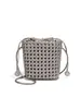 Bolso Tejido Nuevo con Calados Diseño de Nicho Bolso Cubo de Gama Alta Bolso Cruzado de PU Nudo de Molino de Viento Textura Bolso para Teléfono Móvil
