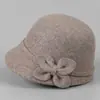 Chapéu de equitação feminino de lã para outono e inverno, quente, adequado para meia-idade e idosos, com toque de alta qualidade, afina o rosto, elegante e estiloso chapéu bucket