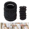 Anillo para el cabello tipo línea telefónica negra para mujer, estilo coreano, nuevo, simple, grueso, talla grande, para estudiante, sin marcas, liga de goma, cuerda para el cabello