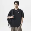 Camiseta de Seda de Hielo 240g para Hombre Cuello Redondo Verano Tendencia Marca Bordada Manga Corta Superior 2026 Nuevo Negro Manga Corta Al por Mayor