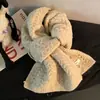 Cachecol de Lã Tricotado para Mulheres no Inverno Cor Sólida Lã Engrossado Quente Versátil Cachecol de Pescoço para Estudantes para Proteger do Frio Simples