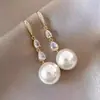 Pendientes de perla geométrica con pasador de plata 925 para mujer, aretes de moda, borla, pendiente de alto nivel, temperamento, pendientes vintage, venta al por mayor
