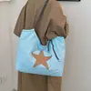 Bolso de Hombro Individual de Lona de Moda de Alto Valor Bolso Casual Estilo Estudiante Estrella Bolso de Mano con Personalidad de Moda de Gran Capacidad