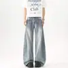 Jeans Masculino Verão 2026 Tendência Estilo Hong Kong Carta Personalizada Hip-Hop Moda de Rua Calças Longas Descoladas