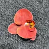 Flor de Falenopsis Individual Simulada 3D de Alta Gama PU Dorado Púrpura DIY Accesorios para Pared de Flores de una Sola Cabeza Material Floral Flor Artificial