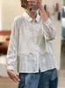 Camisa Bordada Calada Nueva de Otoño 2026 Transfronteriza Algodón Lino Vintage Casual Holgada Cuello Abierto Manga Larga para Mujer