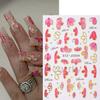 Pegatinas Transfronterizas Nuevas para Arte de Uñas Ins Frescas Bronceado Hueco Dorado Flor Blanca Pequeña Flor Rosa Pegatinas Adhesivas para Uñas
