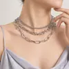 Joias Transfronteiriças Europeias e Americanas, Colar de Corrente Quadrada Multicamadas Geométrica da Moda para Mulheres, Colar Suéter Versátil Retrô Mais Vendido