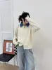 Suéter de Tricô com Gola, Patchwork de Jeans e Zíper Duplo, Estilo Novo 2026, para Mulheres, Estilo Novo Outono e Inverno, Estilo Solto e Relaxado, Emagrecedor e Moderno