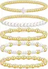 Aliexpress Moda Transfronteriza Personalizado Pulsera de Perlas de Imitación Ccb con Cuentas Set de Pulseras Doradas en Cadena Apilables de Múltiples Capas para Mujeres