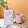 Taza de Cerámica de Mármol Taza para Beber Taza para Avena Desayuno Taza para Café Doméstica de Aspecto Elegante con Tapa y Cuchara