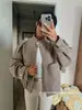 Novedad de Otoño Estilo Europeo y Americano Cuello Alto Chaqueta Corta para Mujer Cremallera con Hebilla Metálica Chaqueta Suelta Textura de Lana Top