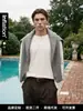 Roupa Masculina Jiezhan Gola Henley Costurada Stretch em Quatro Direções Manga Longa 26 Outono Novo Produto Estilo Old Money Manga Raglan Camiseta para Homens e Mulheres