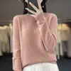 Suéter de punto de cuello redondo de primera línea para mujer, suéter base de punto holgado de manga larga, top de color liso, otoño e invierno, nuevo jersey