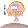 Cartão de Feliz Aniversário Sete Cores Laser Decoração de Bolo de Aniversário Festa de Confeitaria Plug-in de Sobremesa Bandeira Arco-íris para Bolo