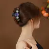 Grampo de Cabelo Flor Rosa, Presilha Deslumbrante de Alta Qualidade para a Parte de Trás da Cabeça, Estilo High-End Feminino, Novo Modelo 2025, Tamanho Grande para Cabelos Espessos