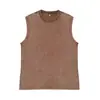 Camiseta sin mangas desgastada lavada de 230 g con logo estampado de algodón puro, hombros descubiertos, chaleco holgado, camiseta retro oversize europea y americana