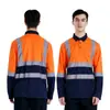 Roupas de Trabalho de Proteção ao Trabalhador de Manga Longa Transfronteiriças Personalizadas Comércio Exterior Destaque Polo Refletivo Processamento Roupas de Segurança Refletivas para Estrada Personalizadas