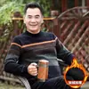 Suéter Grueso con Forro de Felpa para Hombres de Mediana Edad y Mayores en Invierno, Cuello Redondo, Chenilla, Top Cálido, Suéter Básico para Papá