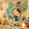 Tela de Pared Colgante de Fondo de Dibujos Animados Hellokitty Tela de Fondo para Habitación de Niña Decoración de Pared