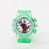 Reloj infantil de Iron Man Estudiante de primaria Superhéroe de Marvel luz intermitente luminoso electrónico para niños reloj de cuarzo de alfabetización