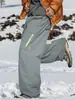 Pantalones de Algodón Funcionales Rectos para Exterior, Estilo Otoño e Invierno, Pantalones Casuales de Trabajo Color Block con Cremallera, Pantalones Largos Cálidos y Gruesos