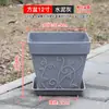Vaso de Flor de Cerâmica de Imitação Criativa com Bandeja de Resina, Vaso de Planta Verde Embossado Criativo Vintage, Vaso de Flor de Plástico Espessado e Durável