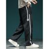 Pantalones de punto de alta gama a rayas japonesas para hombre, otoño, versátiles, holgados, rectos, de pierna ancha, casuales, deportivos, largos