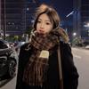 Bufanda verde ins de Corea del Sur para mujer invierno estilo coreano versátil de alta calidad blanco invierno engrosada cálida protección para el cuello