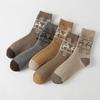Calcetines de tubo gruesos y cálidos de otoño e invierno para hombre, calcetines de rizo retro de estilo nacional navideño, calcetines nuevos de lana de ciervo