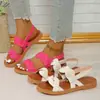Sandalias de Moda para Mujer Tallas Grandes Suela Plana Punta Redonda Velcro Cómodas Casual Playa Antideslizantes Cómodas Sandalias de Playa Mujer