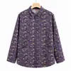 Camisa de manga larga de primavera y otoño para madre, algodón puro, top elegante para mujeres de mediana edad y mayores, ropa de talla grande para abuela, camisa de otoño para mujer