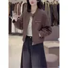 Otoño 2026 Nuevo Elegante Cuello Redondo Cremallera Adelgazante Versátil Casual Chaqueta Mujer Holgado Chic Corto Top Moderno