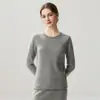 Suéter de Punto Fino de Lana y Cachemira para Otoño e Invierno para Mujer con Dobladillo Enrollado Plano Holgado Cuello Redondo