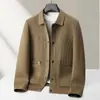 Jaqueta Masculina Outono Inverno Gola Estilo Workwear Tricô Shaker Top Juventude Estilo Old Money Lã Business Casaco Casual