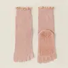 Meias de Yoga de Cinco Dedos, Renda Sem Costura, Meias Femininas de Cano Médio, Antiderrapantes, Respiráveis, Esportes Fitness, Meias Profissionais para Pilates, Atacado