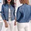 Ropa de mujer transfronteriza, chaqueta vaquera de estilo europeo y americano, nuevo modelo 2026, cuello alto, decoración de múltiples botones, chaqueta corta, estilo europeo y americano