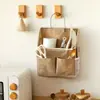 Bolsa Colgante de Almacenamiento para Mesita de Noche de Tela de Algodón y Lino, Bolsa Organizadora de Artículos Varios y Snacks para Pared de Dormitorio, Bolsa de Almacenamiento para Pared