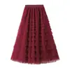 Comercio Exterior Ropa de Mujer 2025 Popular Falda de Mujer Malla Multicapa Empalme Falda de Pastel Falda Línea A Dobladillo Amplio Falda Larga para Mujer