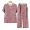 Conjunto de Ropa de Verano para Mujeres de Mediana Edad y Mayores, Conjunto de Dos Piezas con Camiseta de Manga Corta, Ropa Casual Holgada para Abuela y Suegra