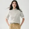 Elegante y versátil suéter casual de punto trenzado con cuello alto de mezcla de cachemira, manga corta, color liso, estilo retro