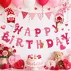 Faixa de Aniversário Urso Dia dos Namorados Transfronteiriço, Faixa de Aniversário Coração de Chocolate, Decoração de Topo de Bolo