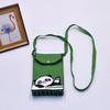 Bolso para teléfono móvil de estilo coreano con diseño de panda pequeño, bandolera de punto, bolso de mano con solapa, bolso informal para salir