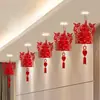 Conjunto de Decoração de Quarto de Casamento para Decoração do Teto do Noivo, Novo Quarto e Sala de Estar da Noiva, Decorações Penduradas com Caractere 'Dupla Felicidade', Guirlandas de Casamento