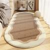 Alfombra de cabecera para dormitorio principal estilo crema, forma irregular, imitación cachemir, tapete de piso, lavable a máquina, manta para sofá/mesa de centro de sala de estar