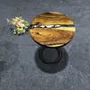 Mesa Redonda de Madera de Nogal Sudamericano y Resina Epoxi de Venta Caliente al por Mayor, Precio Directo de Fábrica, en Stock, Lista para Enviar
